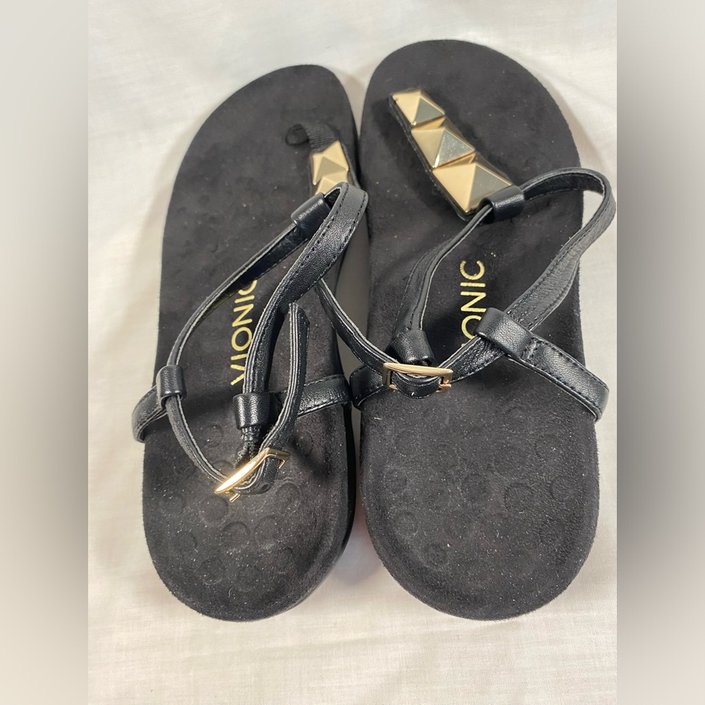 Vionic Nala T Strap Black Flip Flop Sandals‎ Women’s Size 7 - Picture 3 of 6